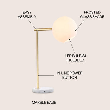 Charles 20.5" Metal/Marble LED Table Lamp - JONATHAN Y